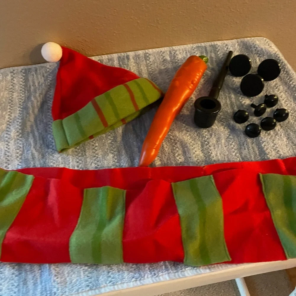 Snowman Kit Eyes Pipe Buttons Hat Scarf